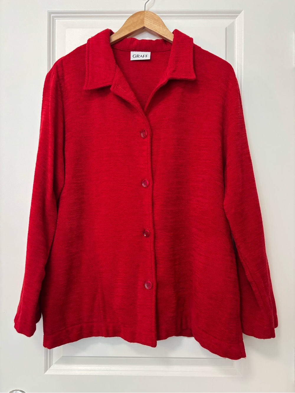 Graff Red Shirt Jacket, Size 1X (approx) - Picture 1 of 6